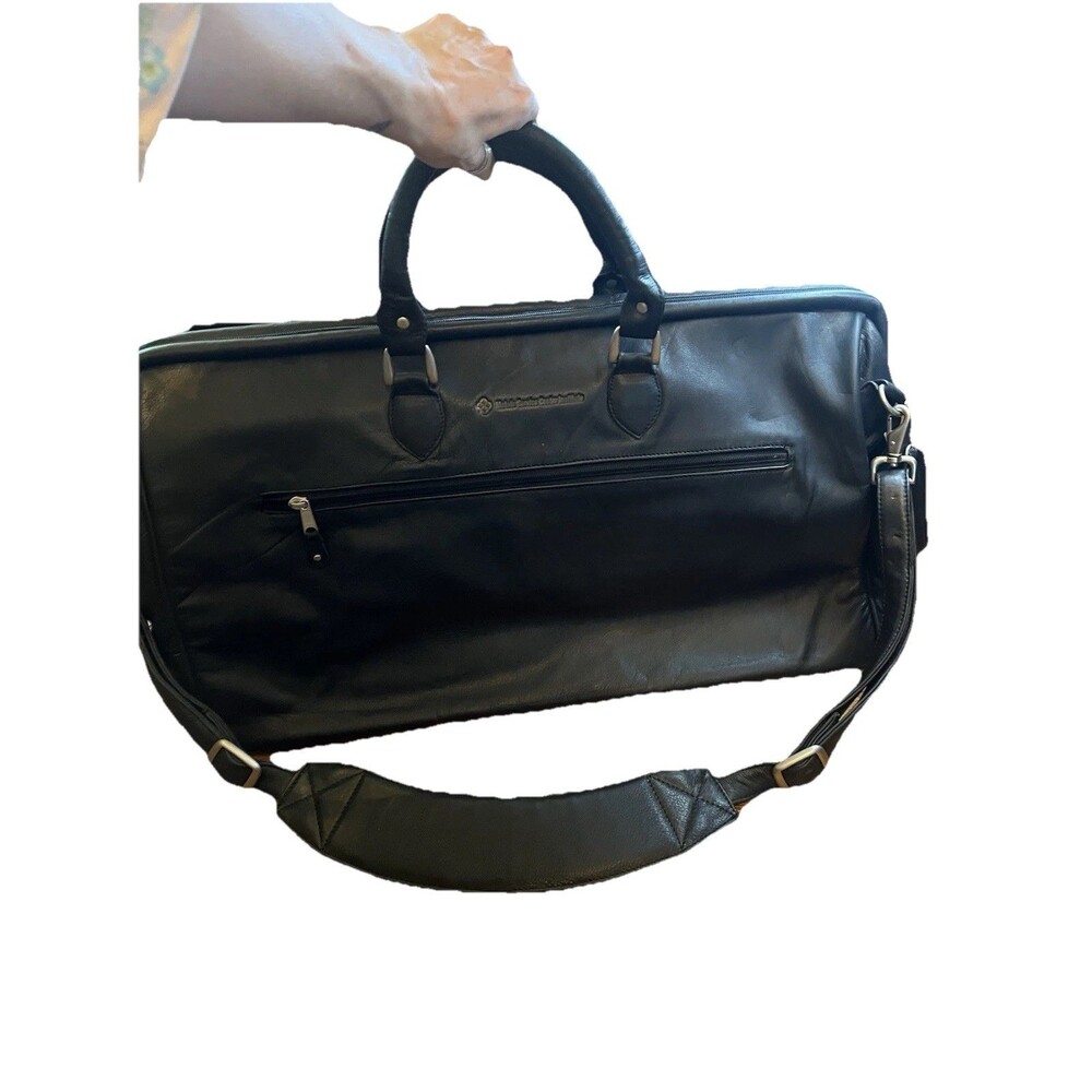 Canyon Outback Leather Duffle Dr Bag Shape Carry On Shoulder Strap Black